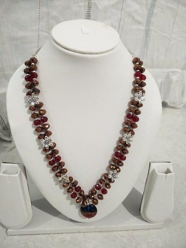 ग्लास बीड्स और ऑक्सीडाइज्ड स्पेसर बीड्स नेकलेस