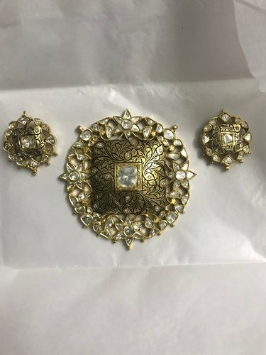 Antique Look Partaj Polki Pendant Set