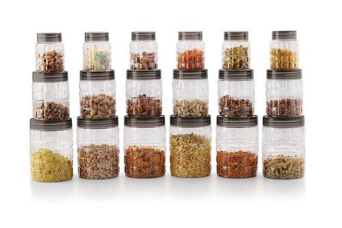 Checkers Plastic Pet Canister Set - 18 Pieces, Clear (Cello)