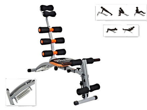 Black Six Pack Care Machine - 105x55x98 Cm, Black, 6 Springs | Core Strengthening, Abdominal Toning, Back Support