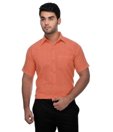 Mens Khadio Khadi Orange Half Shirt