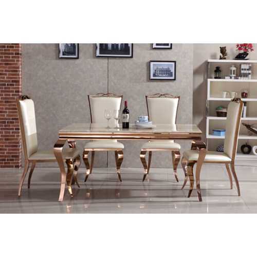 White Beautifully Designed Stylish Gold Dining Table Set