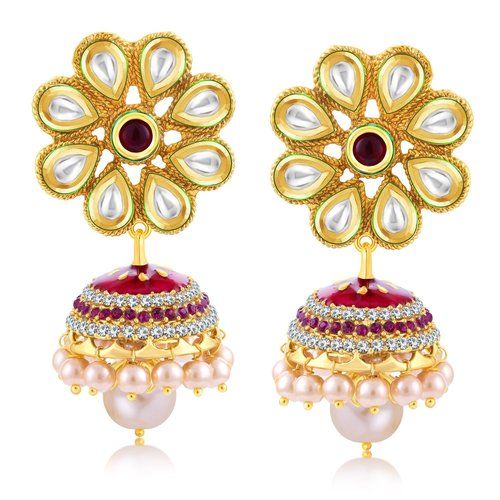 Gold Plated Kundan Jumka Earrings