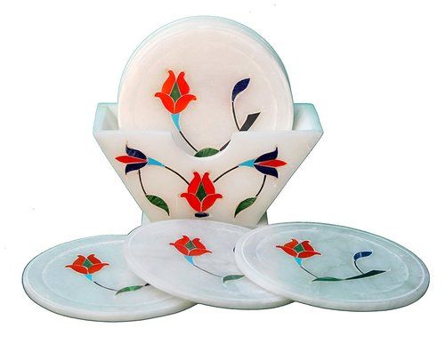 Handmade Rajasthani Marble Inlay Coaster