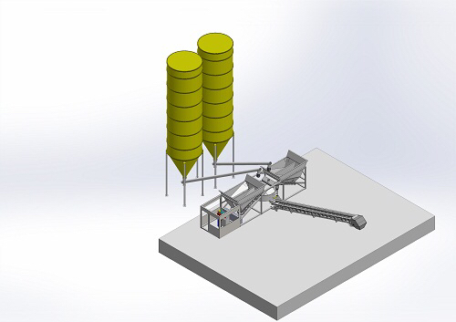 Mobile Concrete Plant MCU-15 - Steel, 15M3 Capacity, 30Kw Power | Mobile, Compact, Easy To Move, Efficient, Durable, 4-Point Foundation