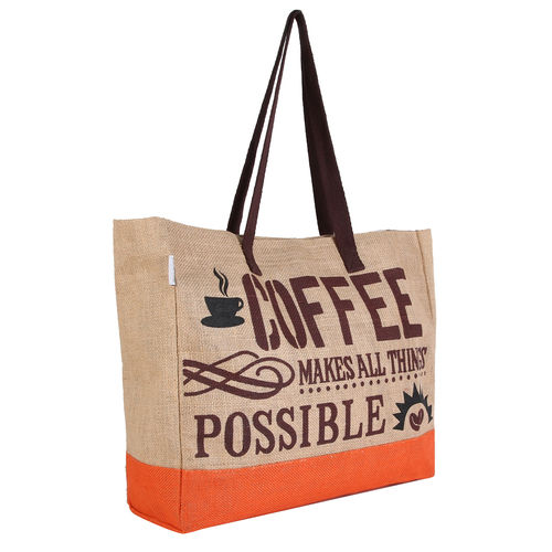 Printed Jute Tote Bag Size: Standard