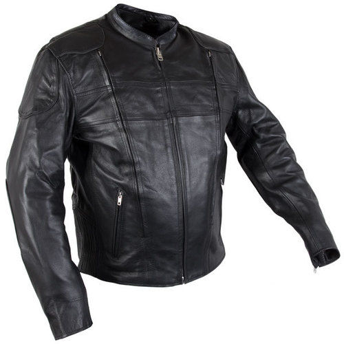 Black Mens Plain Leather Jackets