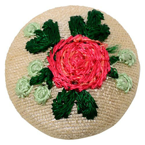 Beige & Red Embroidery Crochet Buttons