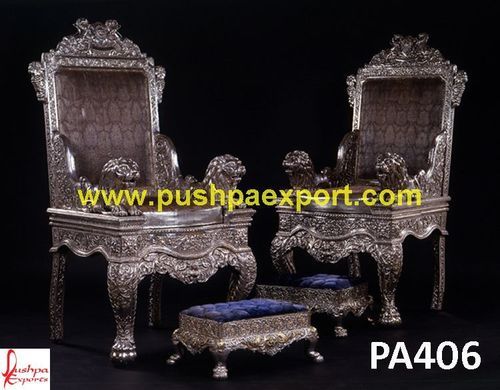 Designer Silver Carved Chairs Home Furniture