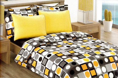 Double Bed Sheet Set - 100% Cotton, Printed Design , Woven Technics, Plain Style with Pillowcases