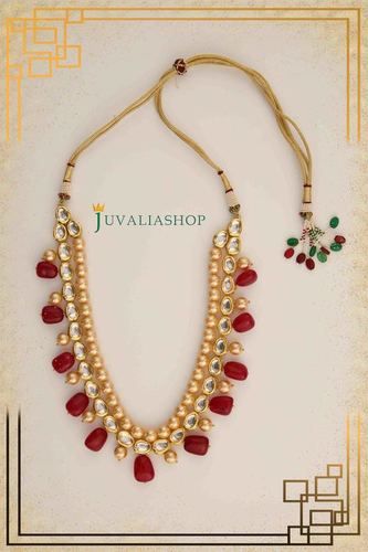 Emerald Designer Traditional Necklaces (Uncut Polki Perals And Ruby Beads)  At Best Price In Delhi | Juvalia Shop