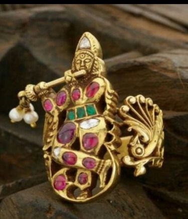 1 gram gold plated radha krishna finely detailed design ring for men - –  Soni Fashion®