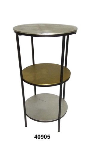 3 Tier Round Iron Table With Aluminium Top By HOME STYLE INDUSTRIES