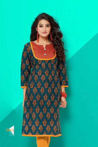 Full Sleeves Printed Cotton Kurti