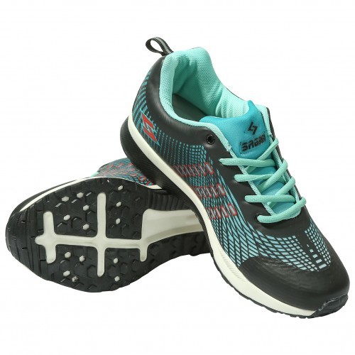 Sagma Men's Sea Greena Black Breathable Running Walking Training & Gym Shoes