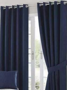 Cotton Blue Color Window Curtain