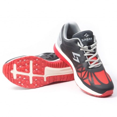 Sagma Men's Red-black Breathable Running, Walking, Training & Gym Shoes