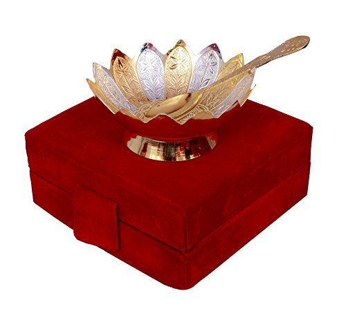 Golden Kamal Shape Brass And Gifts Bowl - Single