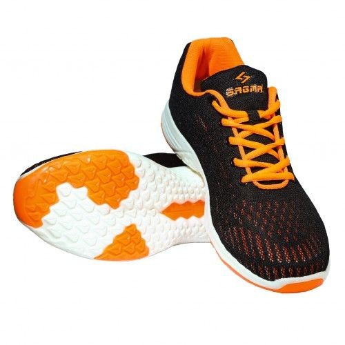 Sagma Men's Orange-Black Breathable Running, Walking, Training & Gym Shoes