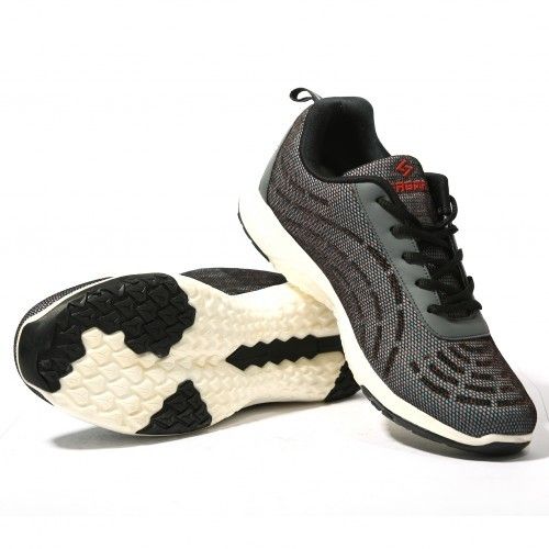 Sagma Mens Grey-Black Breathable Running, Walking, Training & Gym Shoes