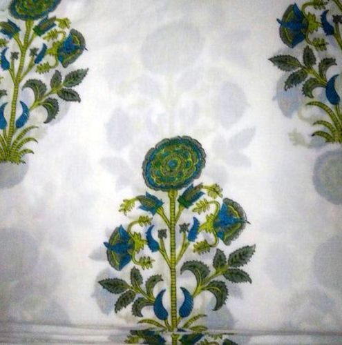 Green Flower Print Fabric