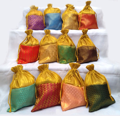 Potli Bag with wide golden lace Wedding Return Gift 10 x 8 Buy Now