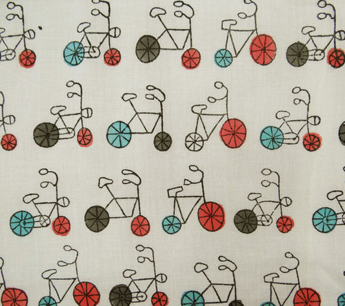 Same As Picture Bicycle Print Cotton Fabric