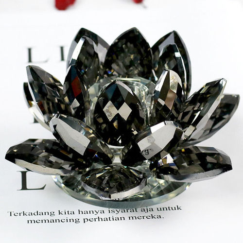 Polishing Buddhist Candlestick Crystal Glass Lotus Flower Tea Light Candle Holder