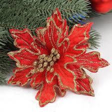 Artificial Christmas Flower - Premium Silk Material, Lifelike Design, Vibrant Colors, Seasonal Decor Accents