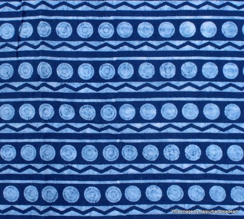 Same As Picture Indigo Blue Printed Cotton Fabric