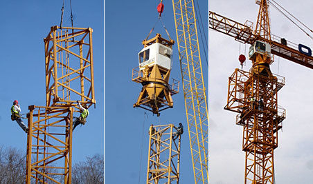 Yellow Color Cranes And Elevators