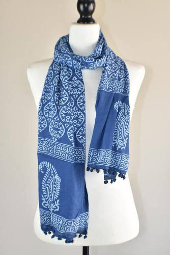 Indigo Blue Hand Block Printed Anokhi Designs Stoles