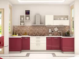 Red Waterproof Modern Modular Kitchen