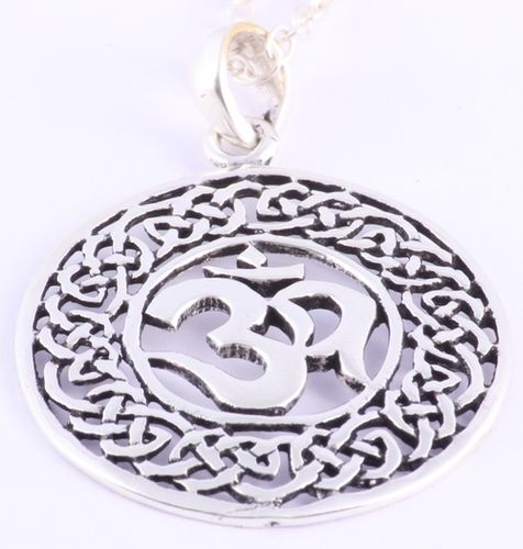 Om Silver Round Design Pendant Size: Height-40Mm