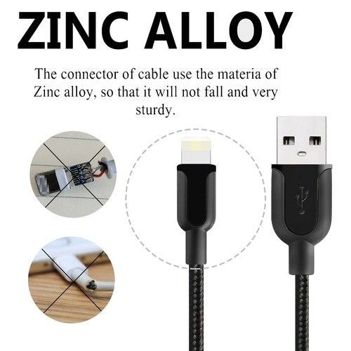 Frozen Nylon Braided+Zinc Alloy Cable For Iphone Charging And Data Transfer