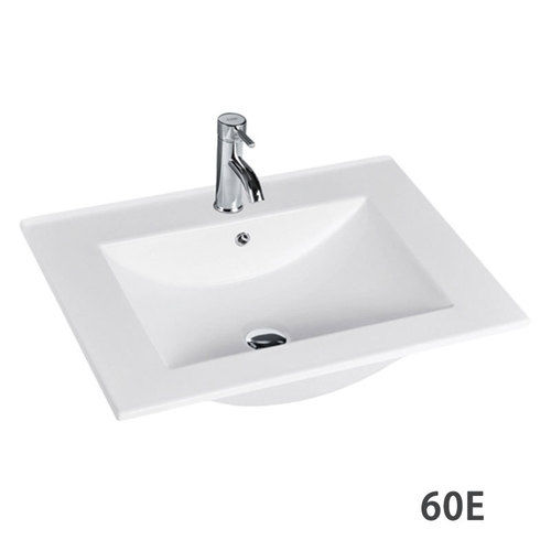 White Rectangular Thin Edge Ceramic Counter Top Bathroom Vanity Basin