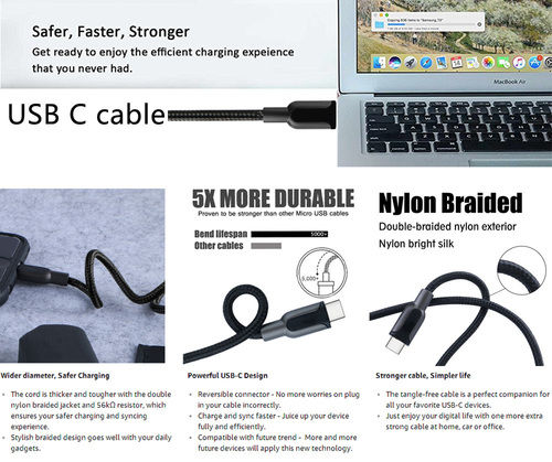 Type C Cable With Nylon Branded And Zinc Alloy