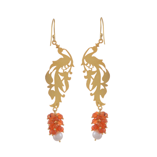 रियल जेमस्टोन एंड मोटिफ 22 के गोल्ड प्लेटेड ईयररिंग ऑरेंज