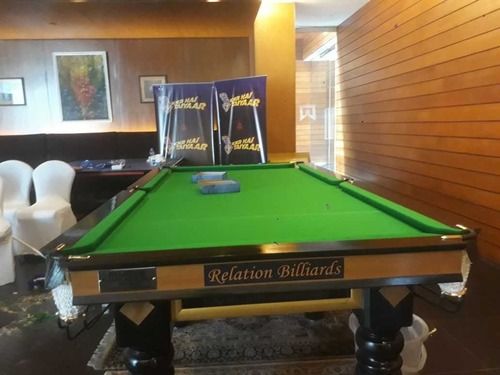 White & Black Solid Wood Pool Table