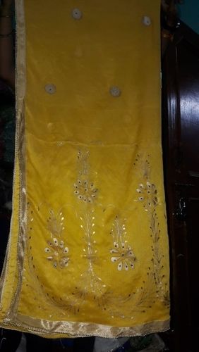 Yellow Chinon Print Dupatta