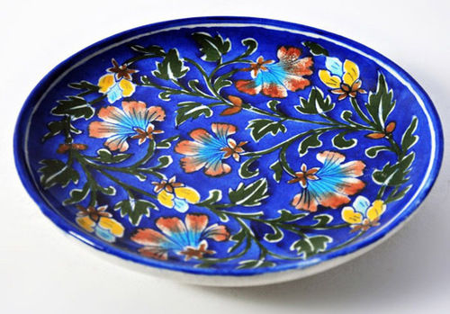 Flower Printed Blue Color Pottery