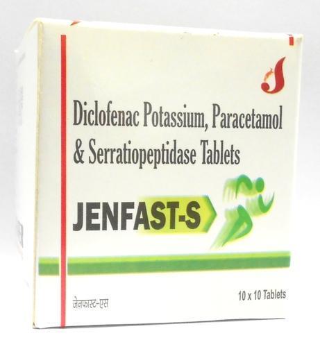 Jenfast S Diclofenac Potassium Paracetamol And Serratiopeptidase Tablets