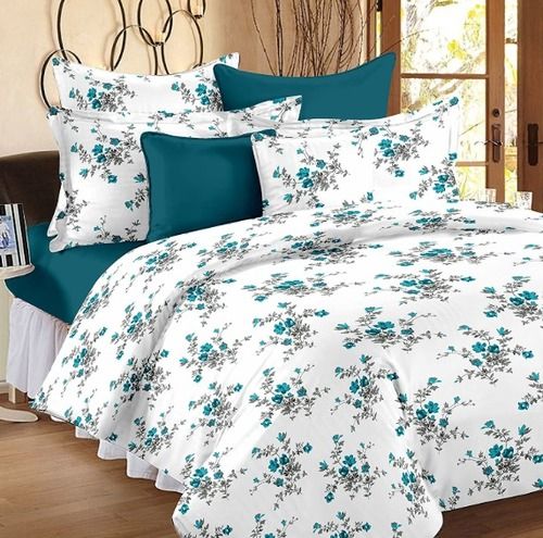 Flower Designed White Bed Sheet