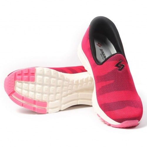 Sagma Womens Baby Pink-Black Breathable Walking Casual Slipon Moccasin Shoes