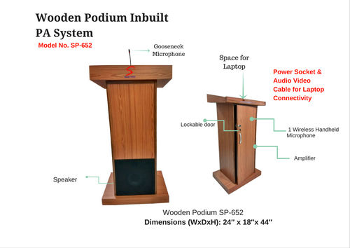  लकड़ी का पोडियम इनबिल्ट पीए सिस्टम (SP-652) 