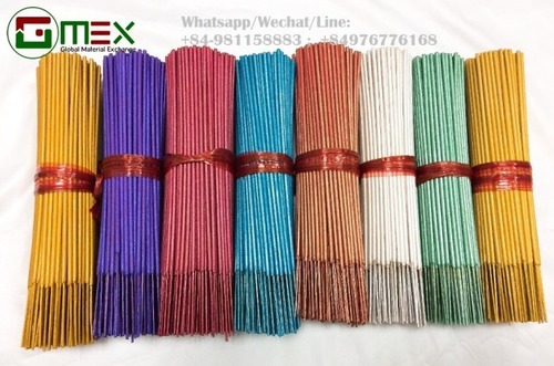 Metallic Multi Color Incense Sticks - Bamboo Material, 8" & 9" Size, Metallic Shades of Gold, Silver, Red, Green, Blue | Eco-Friendly, Straight, Pest Control