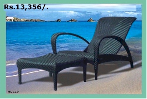 Brown Pool Lounge With Ottoman