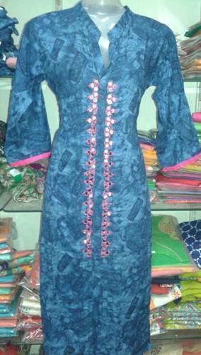 Blue Riyon Mirror Designer Kurtis