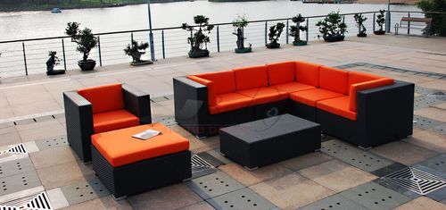 Orange Luxury Sofa Set