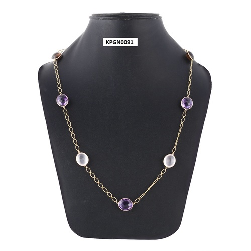 Golden Chain Gemstone Necklace